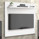 Ver imagem 1 de Painel Pequeno para Tv até 32 Polegadas Retro com 1 Prateleira Sala Quarto Yan Branco Acetinado