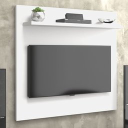 Painel Pequeno para Tv até 32 Polegadas Retro com 1 Prateleira Sala Quarto Yan Branco Acetinado - 1