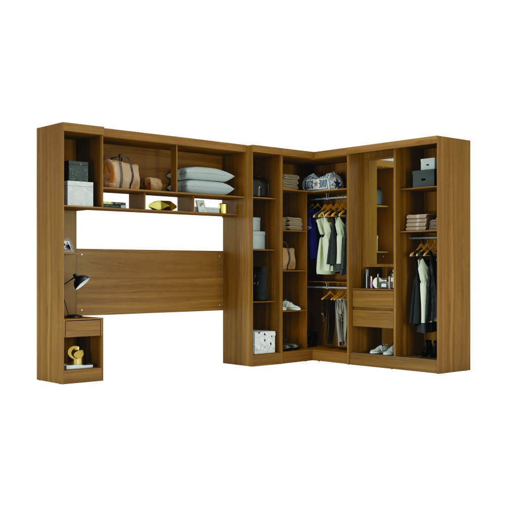 Dormitorio Modulado Módena Composição 18 Casal Demobile Amêndola/Branco Cestaplus - 3