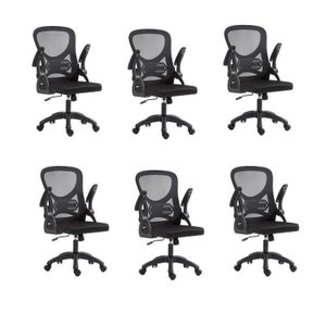 Kit com 6 Cadeira Escritório Diretor Office Columbus com Tela Mesh