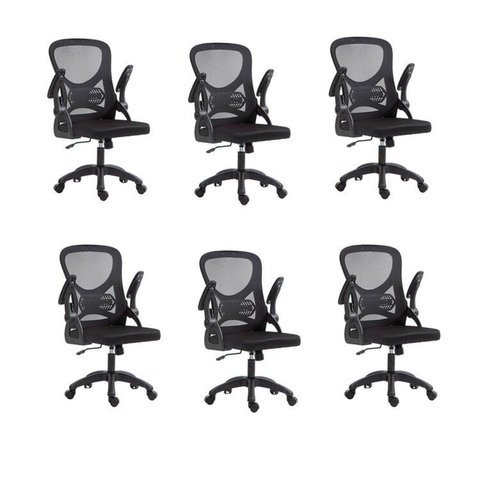 Kit com 6 Cadeira Escritório Diretor Office Columbus com Tela Mesh Preto Rivatti