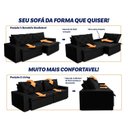 Ver imagem 5 de Sofá Cama Retrátil Reclinável 2,30m Bangkok Suede Velut Preto Molas no Assento - King House