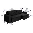 Ver imagem 3 de Sofá Cama Retrátil Reclinável 2,30m Bangkok Suede Velut Preto Molas no Assento - King House