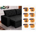 Ver imagem 4 de Sofá Cama Retrátil Reclinável 2,30m Bangkok Suede Velut Preto Molas no Assento - King House