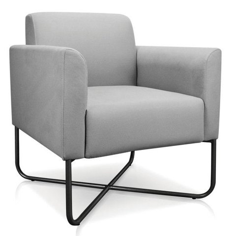 Poltrona Marisa Suede Base X Industrial Preta - D’Rossi - Cinza