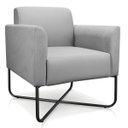 Ver imagem 1 de Poltrona Marisa Suede Base X Industrial Preta - D’Rossi - Cinza