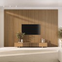 Ver imagem 1 de Rack Ripado com Painel Ripado para Tv até 86 Polegadas 230cmx360cm Aruá CabeCasa MadeiraOriginals