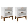 Kit 2 Mesas de Cabeceira Santorini 2 Gavetas 45 Cm Branco - 1