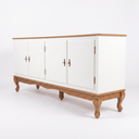 Ver imagem 2 de Rack 4 Portas Clássico Pés Luiz Xv Grande MDF Laca Sala Ecomem Branco - Imbuia