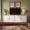 Ver imagem 3 de Rack 4 Portas Clássico Pés Luiz Xv Grande MDF Laca Sala Ecomem Branco - Imbuia