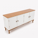 Ver imagem 4 de Rack 4 Portas Clássico Pés Luiz Xv Grande MDF Laca Sala Ecomem Branco - Imbuia