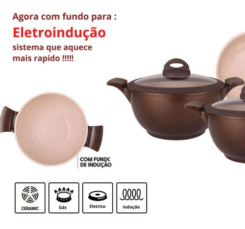Jogo de Panelas Antiaderente Ceramica Cooktop Fogão Indução Kit 8