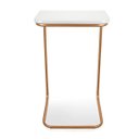 Ver imagem 4 de Mesa Lateral Tampo Multiuso Para Sofá Base Dourado - D’Rossi - Branco