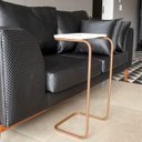 Ver imagem 2 de Mesa Lateral Tampo Multiuso Para Sofá Base Dourado - D’Rossi - Branco