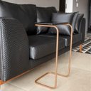 Ver imagem 2 de Mesa Lateral Tampo Multiuso Para Sofá Base Dourado - D’Rossi - Preto