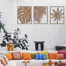 Quadro Decorativo Trio Folhas Vazadas - Mdf 3mm 001 - 2