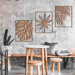 Quadro Decorativo Trio Folhas Vazadas - Mdf 3mm 001 - 3