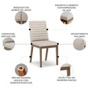 Ver imagem 3 de Cadeira Jantar Estofada Pé Madeira Kit 6 Liora Linho Bege H02 - Mpozenato