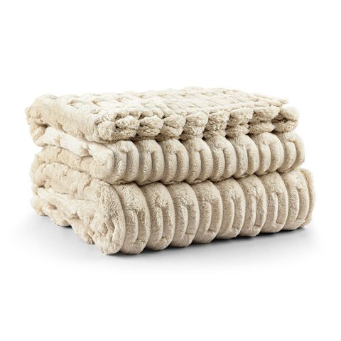 Cobertor Coberta Popcorn Queen Ultrasoft Alto Relevo Dupla Face - Almond
