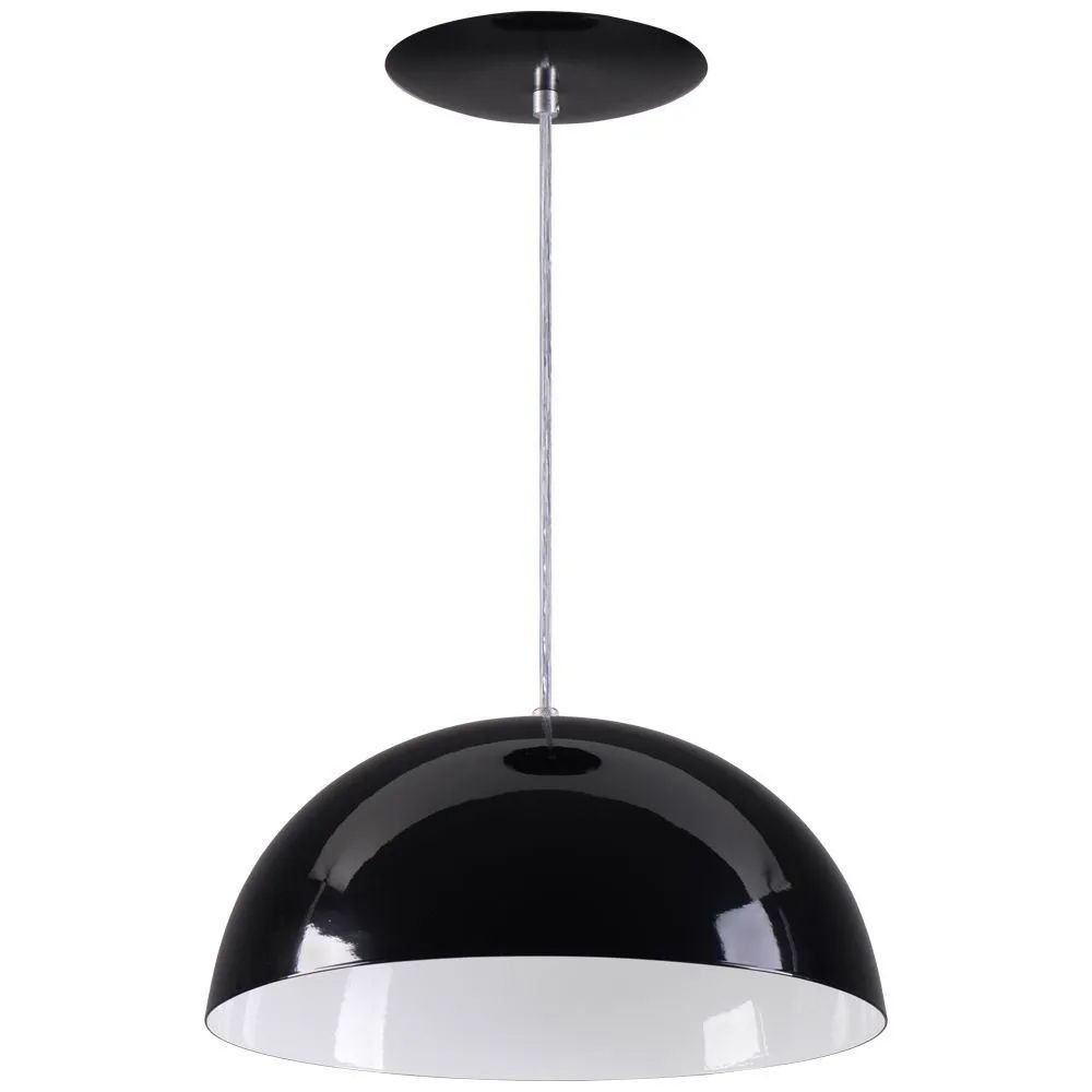 Pendente Meia Lua 34cm Luminária Alumínio Preto Textura - T&T Iluminação