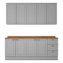 Ver imagem 6 de Cozinha Modulada Compacta 200cm 4 Peças 9 Portas 3 Gavetas Americana Henn - Cinza/nature