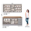 Ver imagem 2 de Cozinha Modulada Compacta 200cm 4 Peças 9 Portas 3 Gavetas Americana Henn - Cinza/nature