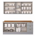Ver imagem 5 de Cozinha Modulada Compacta 200cm 4 Peças 9 Portas 3 Gavetas Americana Henn - Cinza/nature