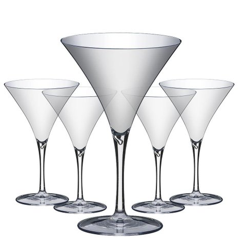Jogo com 5 Taças Kit Festa Martini 290ml Espumante Drinks Transparente