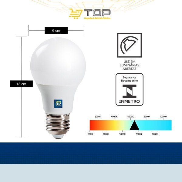 Kit 05 Lâmpada Led Bulbo A65 15w E27 6500K Bivolt Branco Frio Ultraluz ...