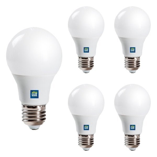 Kit 05 Lâmpada Led Bulbo A65 7w E27 6500K Bivolt Branco Frio Ultraluz ...