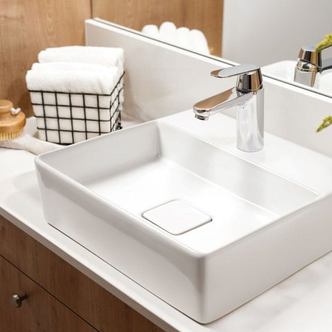 Cuba de Apoio Quadrada 40x40cm com Mesa em Cerâmica Ica2900 Icasa