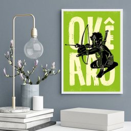 Quadro Poster Candomblé Oxóssi 45x34cm:madeira Branca - 2