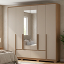 Ver imagem 1 de Guarda-Roupa Casal 6 Portas 4 Gavetas com Espelho Denver Carvalho e Fendi