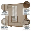 Ver imagem 4 de Guarda-Roupa Casal 6 Portas 4 Gavetas com Espelho Denver Carvalho e Fendi