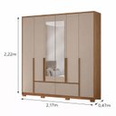 Ver mais imagens de Guarda-Roupa Casal 6 Portas 4 Gavetas com Espelho Denver Carvalho e Fendi