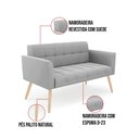Ver imagem 5 de Sofá Namoradeira Elisa Suede Cinza Pés Palito Natural - D'Rossi