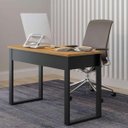 Ver imagem 2 de Mesa para Escritório Estilo Industrial 1,18m 1 Gaveta F24 Pradel Móveis - Freijó/preto Fosco