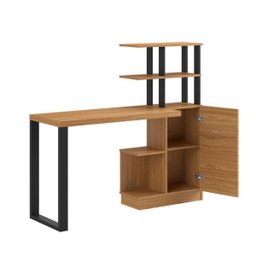 Escrivaninha com Balcão 1,53m Estilo Industrial F17 Pradel Móveis - Freijó/preto Fosco - 4