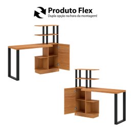 Escrivaninha com Balcão 1,53m Estilo Industrial F17 Pradel Móveis - Freijó/preto Fosco - 5