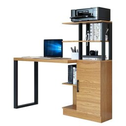 Escrivaninha com Balcão 1,53m Estilo Industrial F17 Pradel Móveis - Freijó/preto Fosco - 2