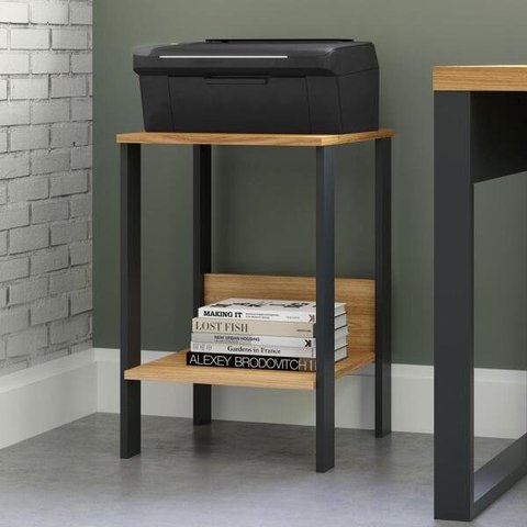 Mesinha Lateral 40cm Estilo Industrial F14 Pradel Móveis-freijó/preto Fosco