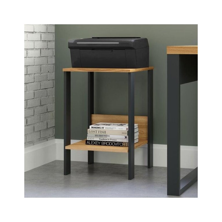 Mesinha Lateral 40cm Estilo Industrial F14 Pradel Móveis-freijó/preto Fosco