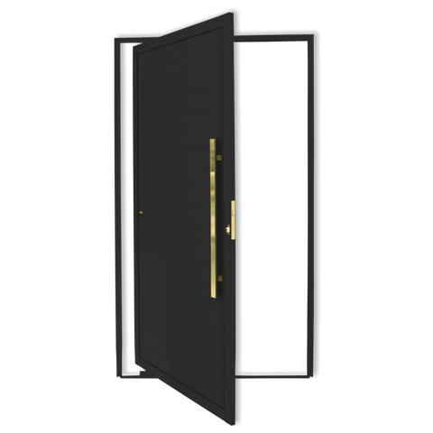 Porta Pivotante Lambril c/Puxador D. Super Preto Dourado 120 Brimak
