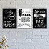 Kit com 3 Placas Decorativas Frases Amor Paz e Luz - 1