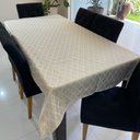 Ver imagem 1 de Toalha de Mesa Redonda em Jacquard Luxo Geométrico Branco e Dourado - 2,80M