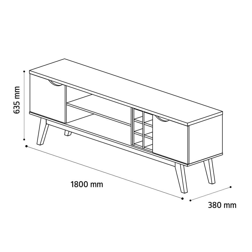 Rack para Sala com 2 Portas e 2 Nichos - Prism 1.8 - Branco com Cumaru - Patrimar Móveis - 5