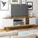 Ver imagem 2 de Rack para Sala com 2 Portas e 2 Nichos - Prism 1.8 - Branco com Cumaru - Patrimar Móveis