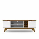 Ver imagem 3 de Rack para Sala com 2 Portas e 2 Nichos - Prism 1.8 - Branco com Cumaru - Patrimar Móveis