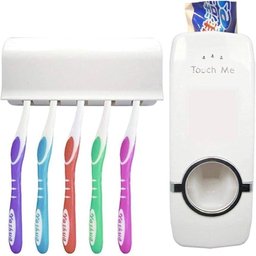 Dispenser Pasta Dente com Suporte 5 Escovas Automatico Porta Creme Dental Aplicador 2 em 1 - 4 Dispenser Pasta Dente com Suporte 5 Escovas Automatico Porta Creme Dental Aplicador 2 em 1 - 4
