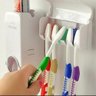 Dispenser Pasta Dente com Suporte 5 Escovas Automatico Porta Creme Dental Aplicador 2 em 1 - 6